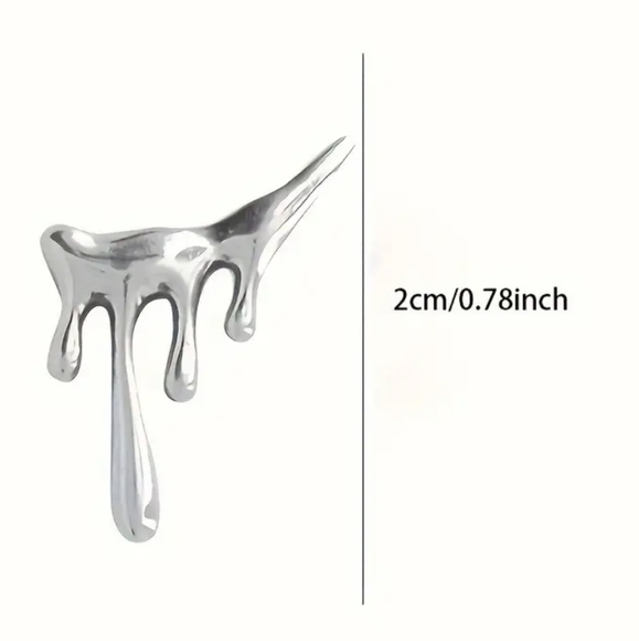 Water Drop Earrings Liquid Slide Design 925 Sterling Silver Minimal - Picture 5 of 6